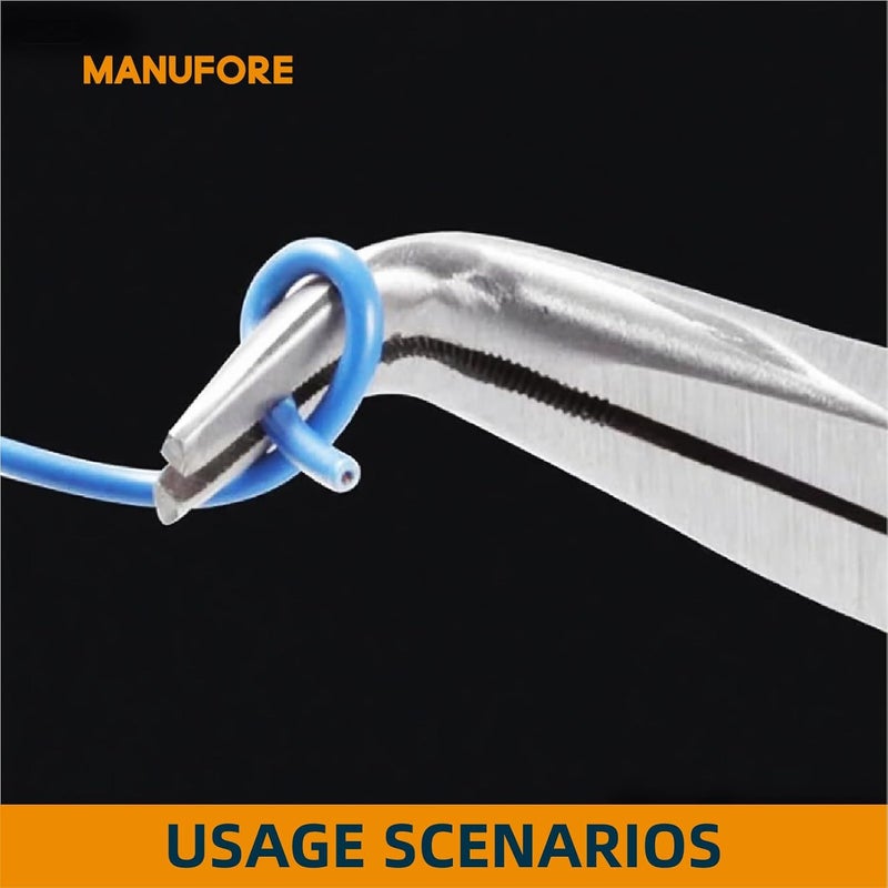 MANUFORE 11 in Long Reach Needle Nose Pliers 3-Piece Set - Straight, 45° Bent, and 90° Bent Heads - Household Tool Kit for Electrical, Repair, DIY - Image 5